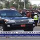 President Kenyatta arrives at Kasarani ahead of the swearing in ceremony