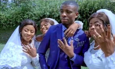 [PHOTOS] 32 years old shocked the world, marries tripplets together the same day