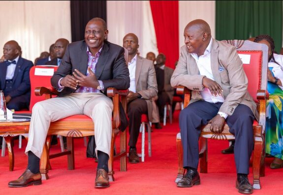 President William Ruto and Governor Mutahi Kahiga at a political event in Nyeri County.