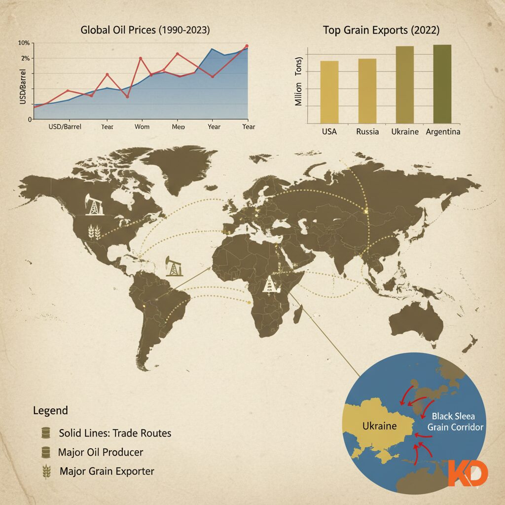 Graph showing global energy and food price spikes following Russia’s invasion of Ukraine.
