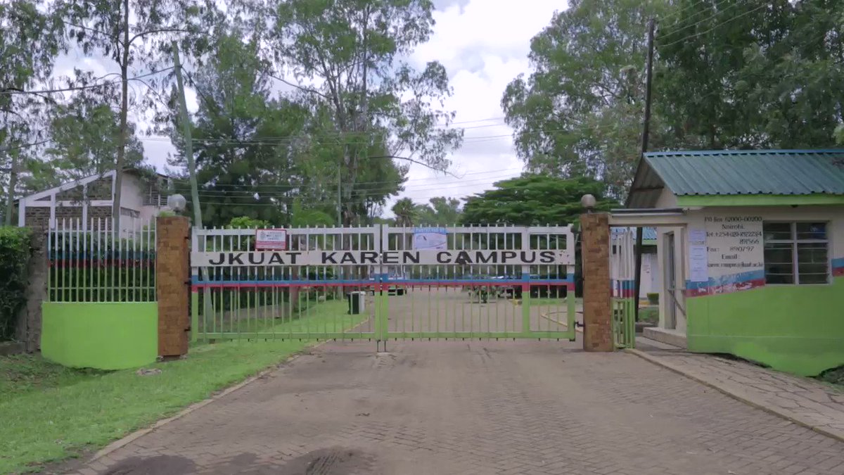 Gate of JKUAT Karen Campus showing the main entrance and guardhouse, representing student frustration and administrative inefficiency described in reports of delays, threats, and mismanaged finance operations.
