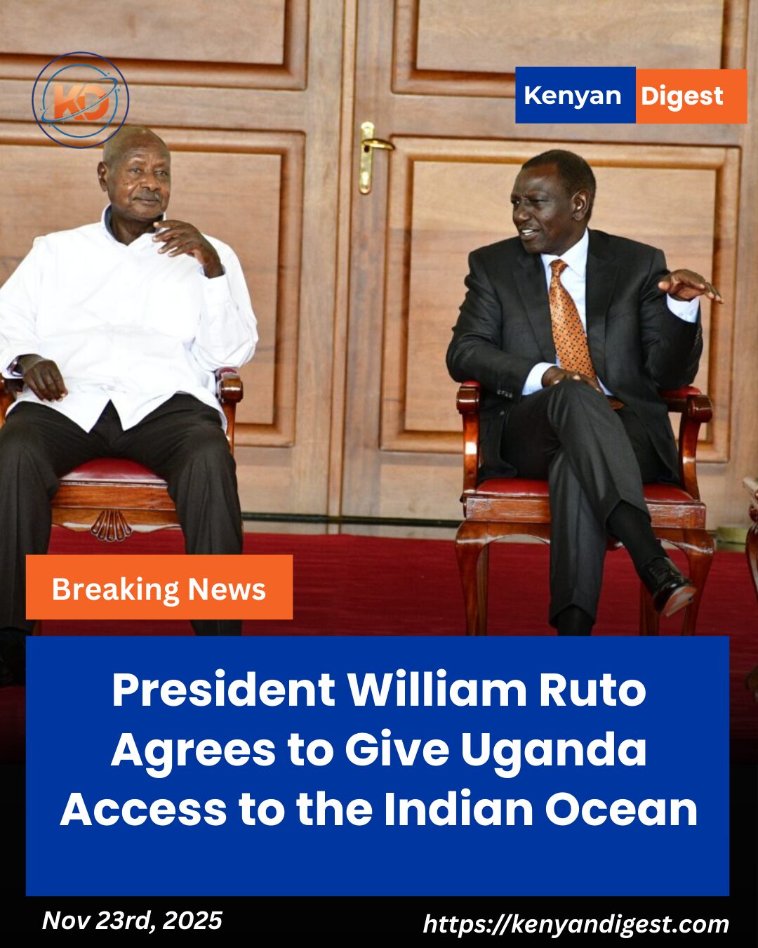 President William Ruto has confirmed that Uganda will now access the Indian Ocean through Kenya.A major shift in regional cooperation — and a move already stirring mixed reactions.