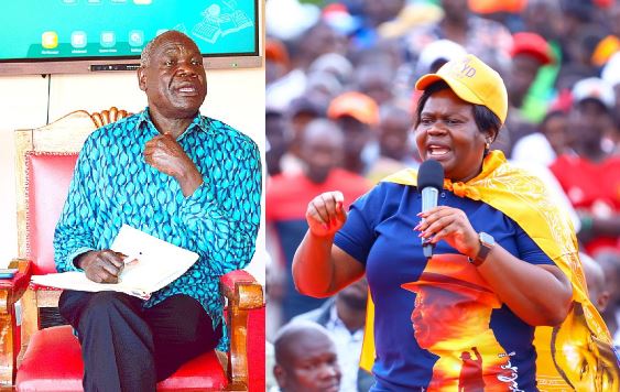 Governor Gladys Wanga and Deputy Governor Oyugi Magwanga standing together during Homa Bay County official event.