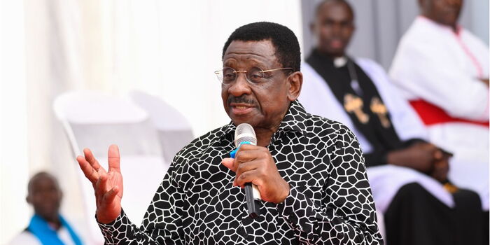 Governor James Orengo speaking at a public event, facing scrutiny over Siaya County scandals and past Lands Ministry controversies.